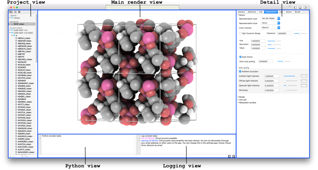 iRASPA Main interface