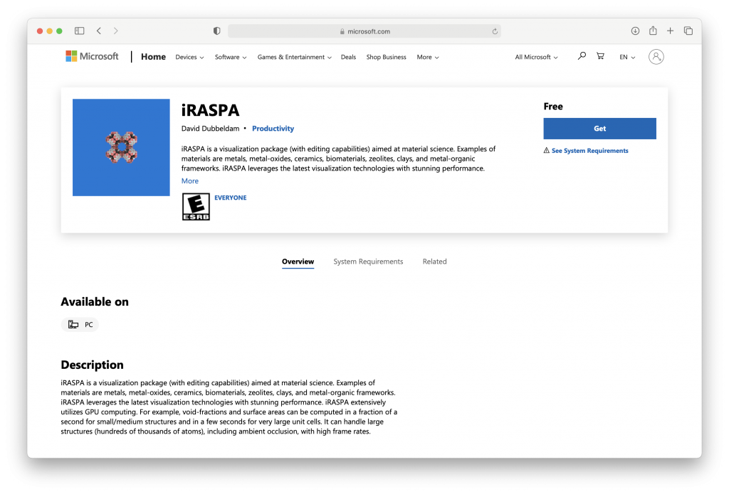 iRASPA in the Windows Store